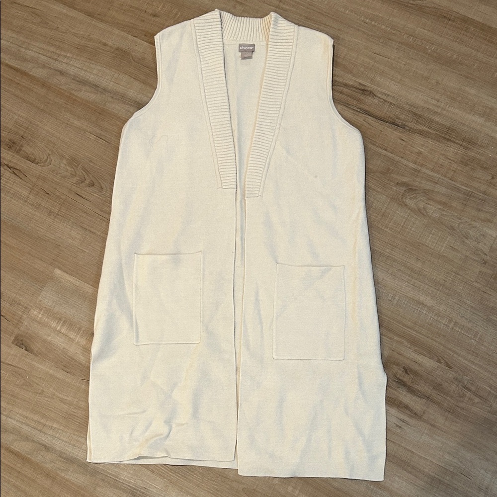 Chico's Cream Sleeveless Cardigan